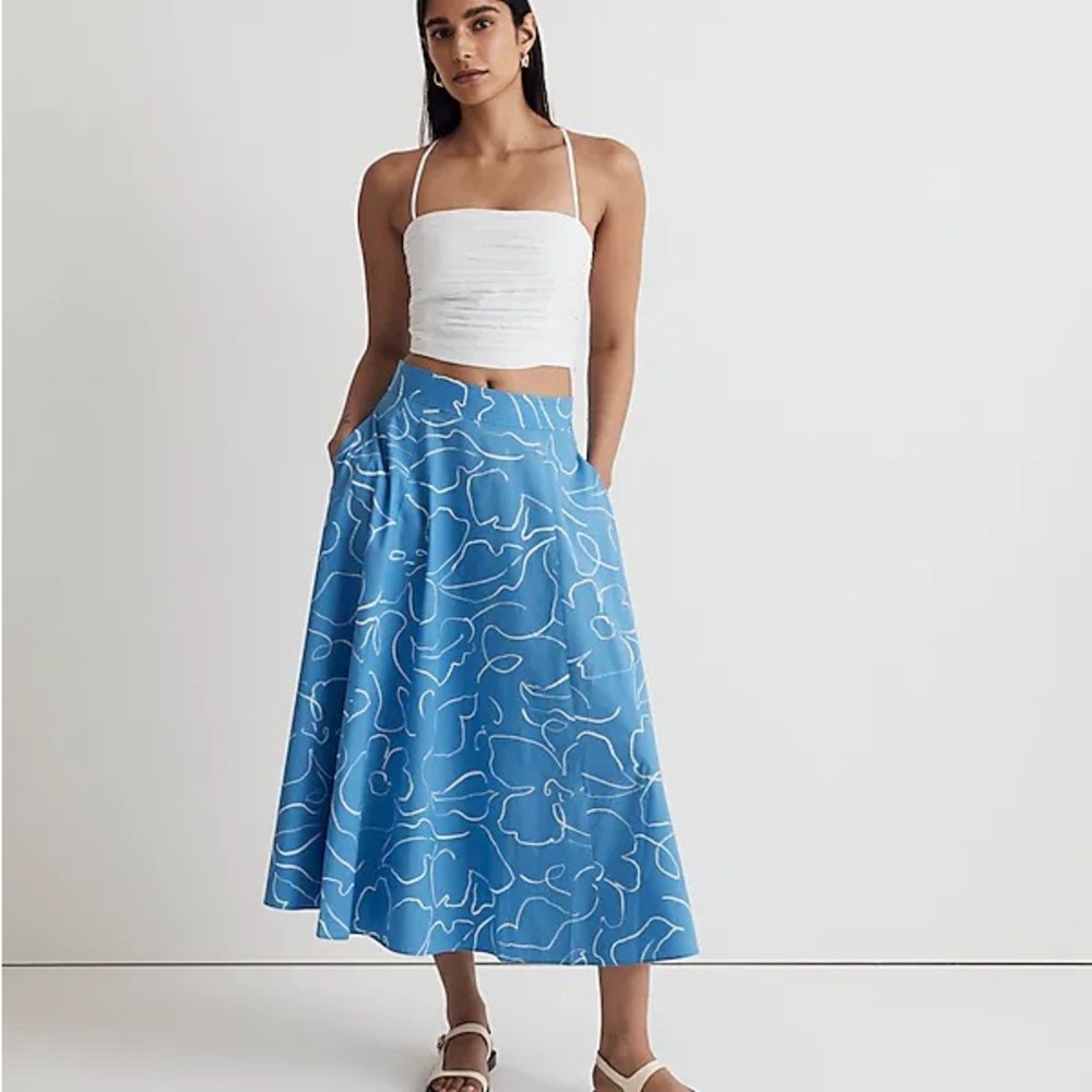 NWT Madewell Signature Poplin Maxi Skirt in Linear Bloom - Picture 1 of 4